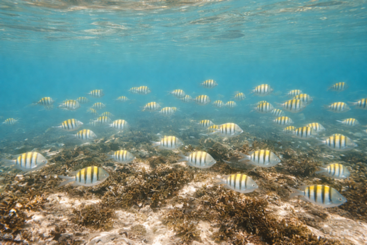 Peixinhos nas piscinas naturais em Cupe