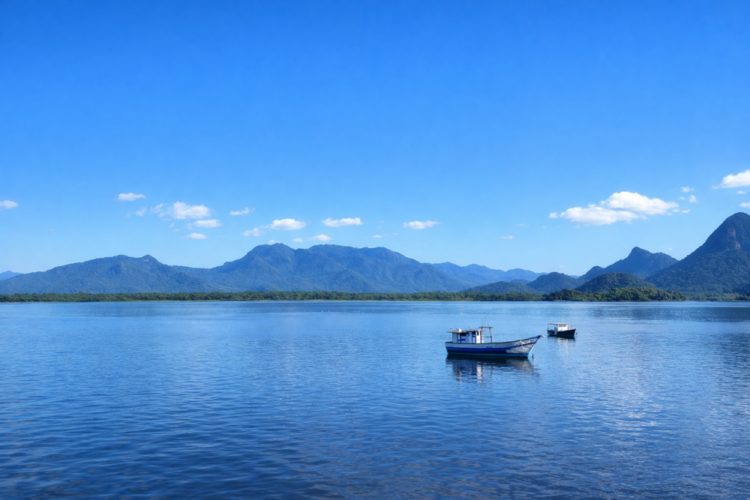 Barco de pescadores chegando à praia