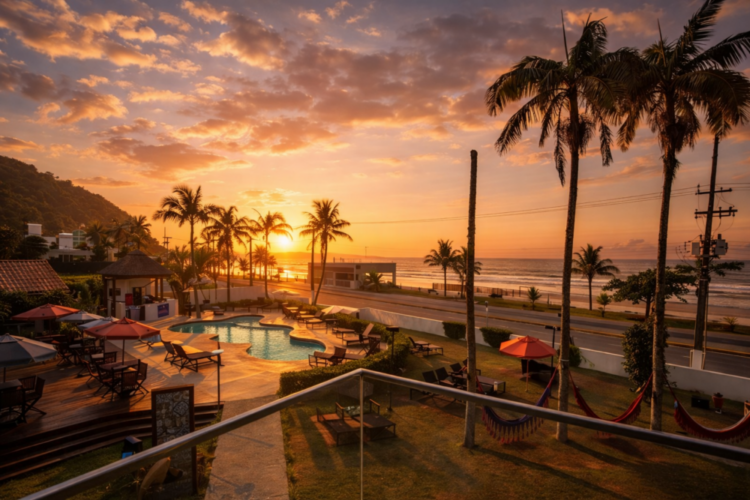 Por do sol na Praia de Caieiras