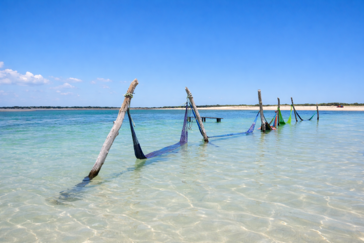 Redes dentro da água em Jericoacoara